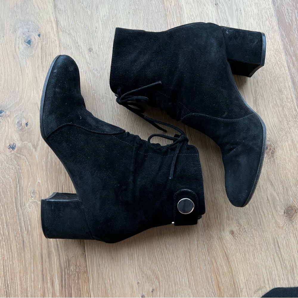 Gianvito Rossi Black Lace Up Suede Boot 37.5